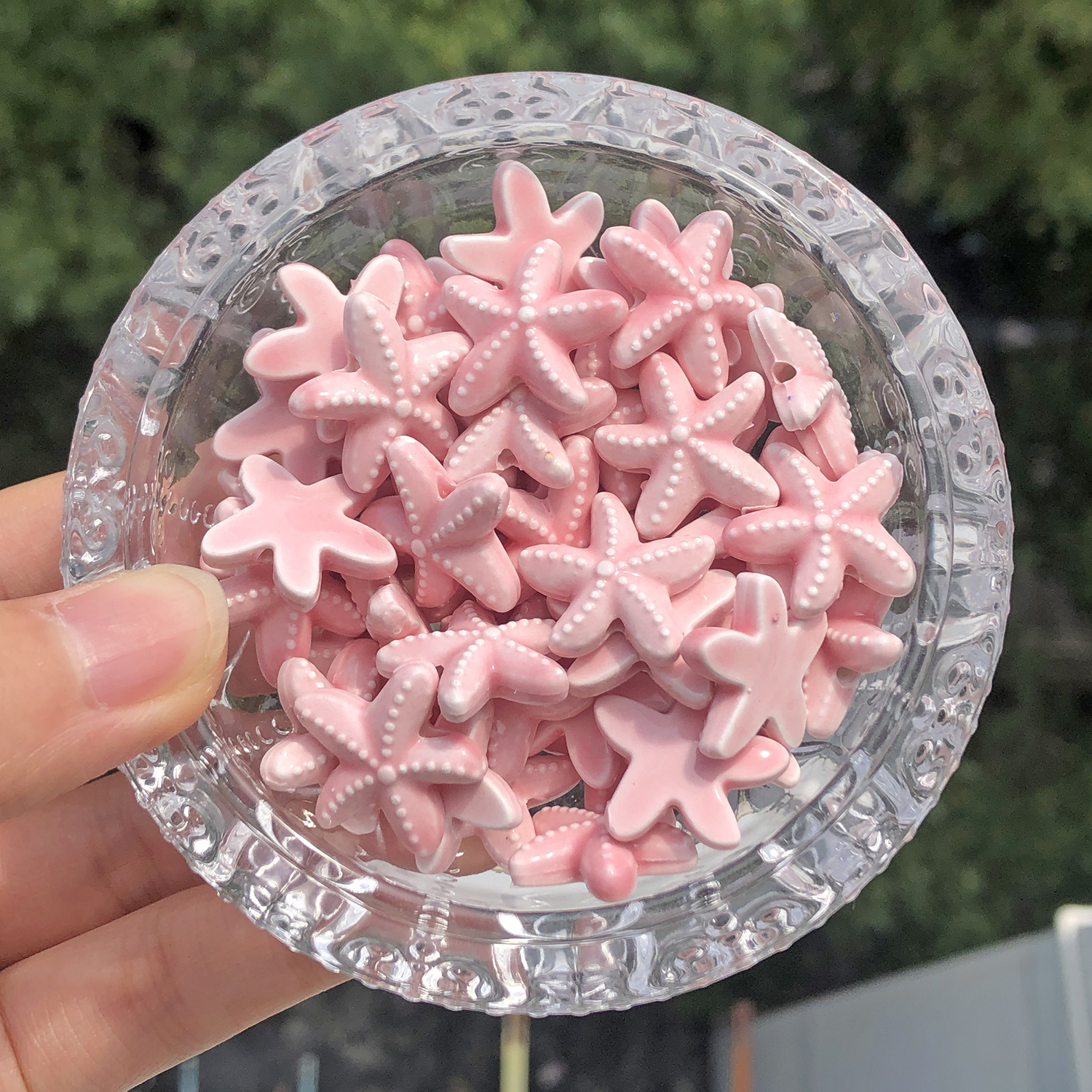10 stk. søstjerneformede keramiske perler, 18mm farverige glaserede porcelænsperler, håndlavede til smykkefremstilling, gør-det-selv vedhæng, håndværk og tilbehør.: Andet / 18mm