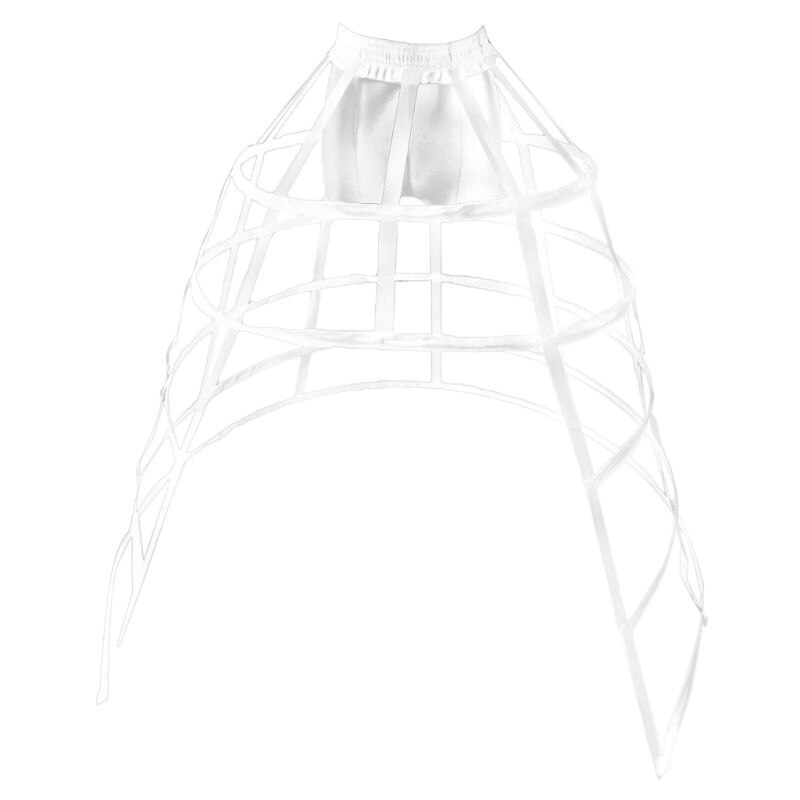 Jupon à volants pour femmes, 5 cerceaux, panier, Cage à oiseaux creuse, Crinoline, sous-jupe E15E: White