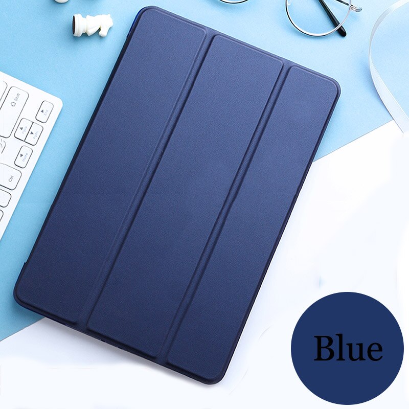 Etui na Apple ipad Air 2 9,7" 2014 Trzykrotnie składana podstawka ze skóry PU Smart Tablet Cover Skin For Air2 A1566 A1567 Protective Shell: Niebieski