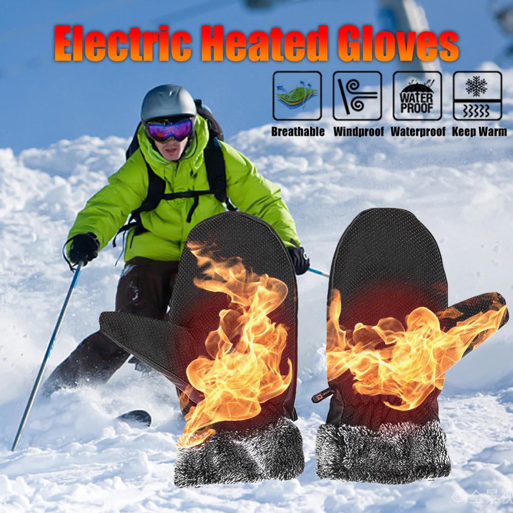 1 Paar Winter Usb Handwarmer Fietsen Motorfiets Fiets Ski Handschoenen Elektrische Thermische Handschoenen Oplaadbare Batterij Verwarmde Handschoenen