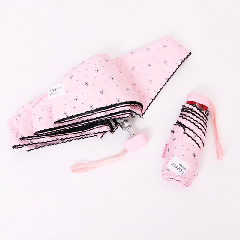 Paraguas plegable superligero y pequeño para mujer, Mini sombrilla de viaje de 220g con bolsillo para lluvia