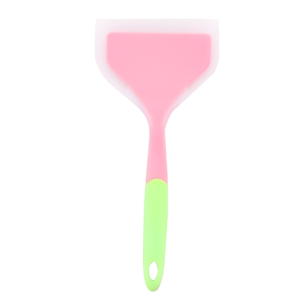Non-stick Turners Kitchen Tools Cooking Utensils Wide Pizza Shovel Silicone Spatula High Temperature Resistance: Pink and Green