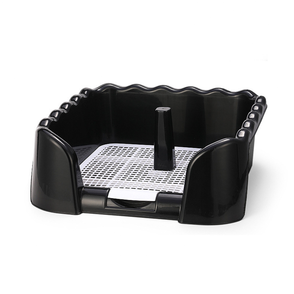 Portable Pet Toilet Tray Grid Pet Toilet Fence Dog Toilet Puppy Training Pad Holder With Fence Pee Post For Small Pet Potty: Black