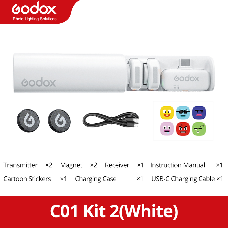 NEUES Godox C01 kabelloses Lavalier-Mikrofon für iPhone und Android, 200 m Reichweite, Geräuschunterdrückung, 27-H-Akku für Fotografie, Vlog: Blau
