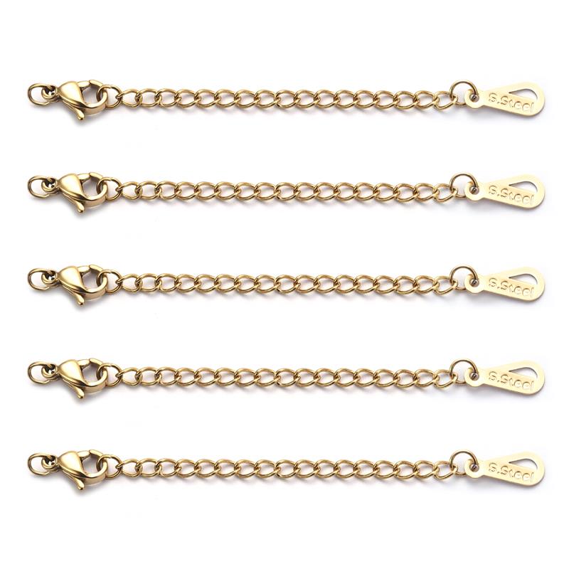 5/10/100pcs/Lot Stainless Steel Extended Extension Tail Chain Lobster Clasps Connector For Bracelet Necklace Jewelry Making