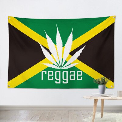 Reggaelöv jamaica rasta lejon hängande flagga banderoll musik rock heminredning väggkonst 4 gromments in corners 3*5ft 144cm*96cm: A / 3 x 5ft (96 x 144cm)
