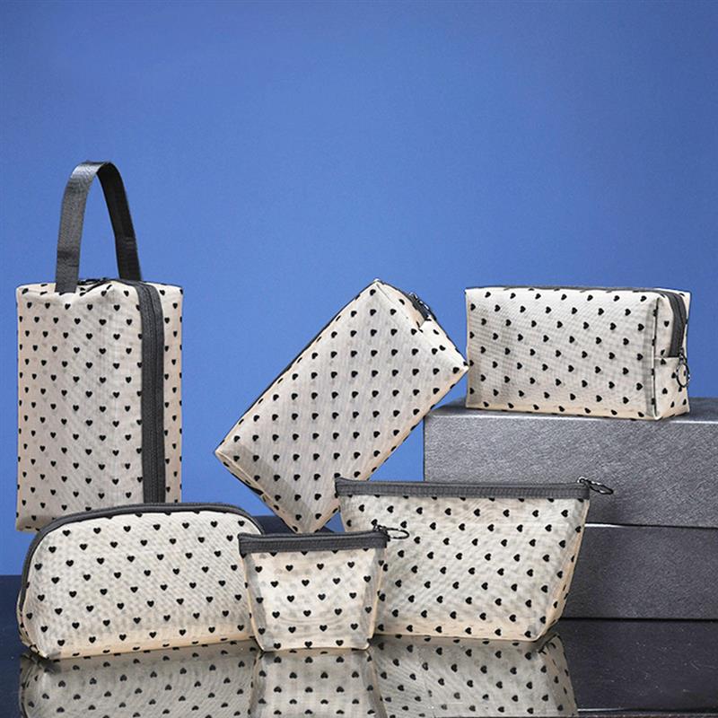 Coofit 6 Teile/satz transparent Gittergewebe machen-hoch Taschen einstellen Multifunktionale tragbar Gittergewebe Mäppchen Kosmetik Tasche Für draussen Reise