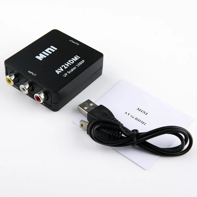 Rca Av/Cvsb L/R Video Naar Hdmi-Compatibel Av Scaler Adapter Hd Video Converter Box 1080P Ondersteuning Ntsc Pal: black