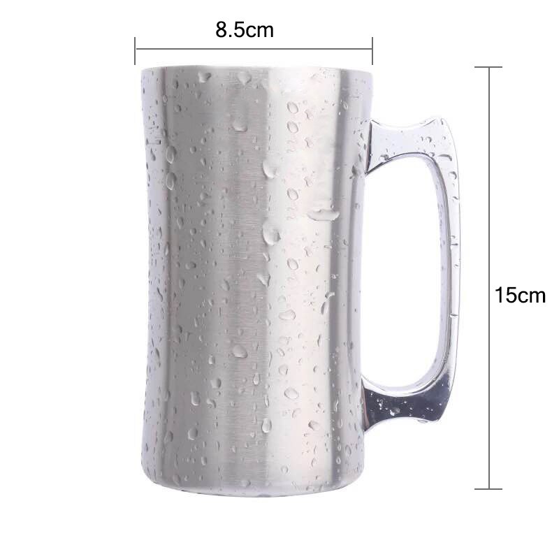 Taza aislante de acero inoxidable con tapa, vaso grande de 20oz, doble pared, vaso con mango, vaso térmico para cerveza