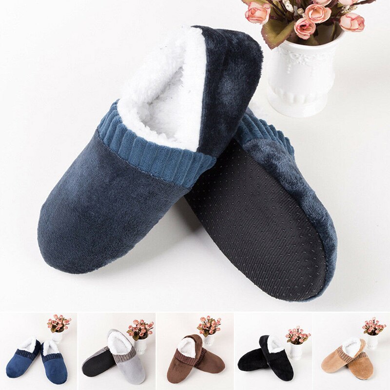 Men Soft Slippers House Floor Socks Anti-slip Indoor Winter Warm Slipper J55