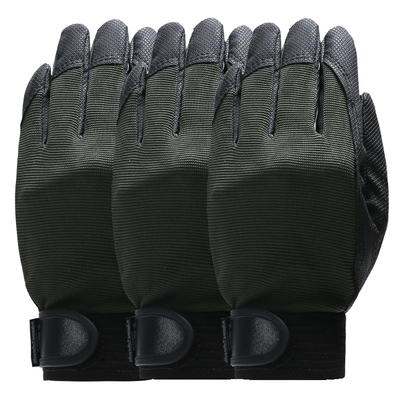 QIANGLEAF 3 stücke Blau Arbeit Handschuhe Sicherheit Ausrügestochen Mann Fahren Handschuh Bergbau Sicherheit Tragen Beständig Gummi Handschuhe 2510: Armee Grün / M