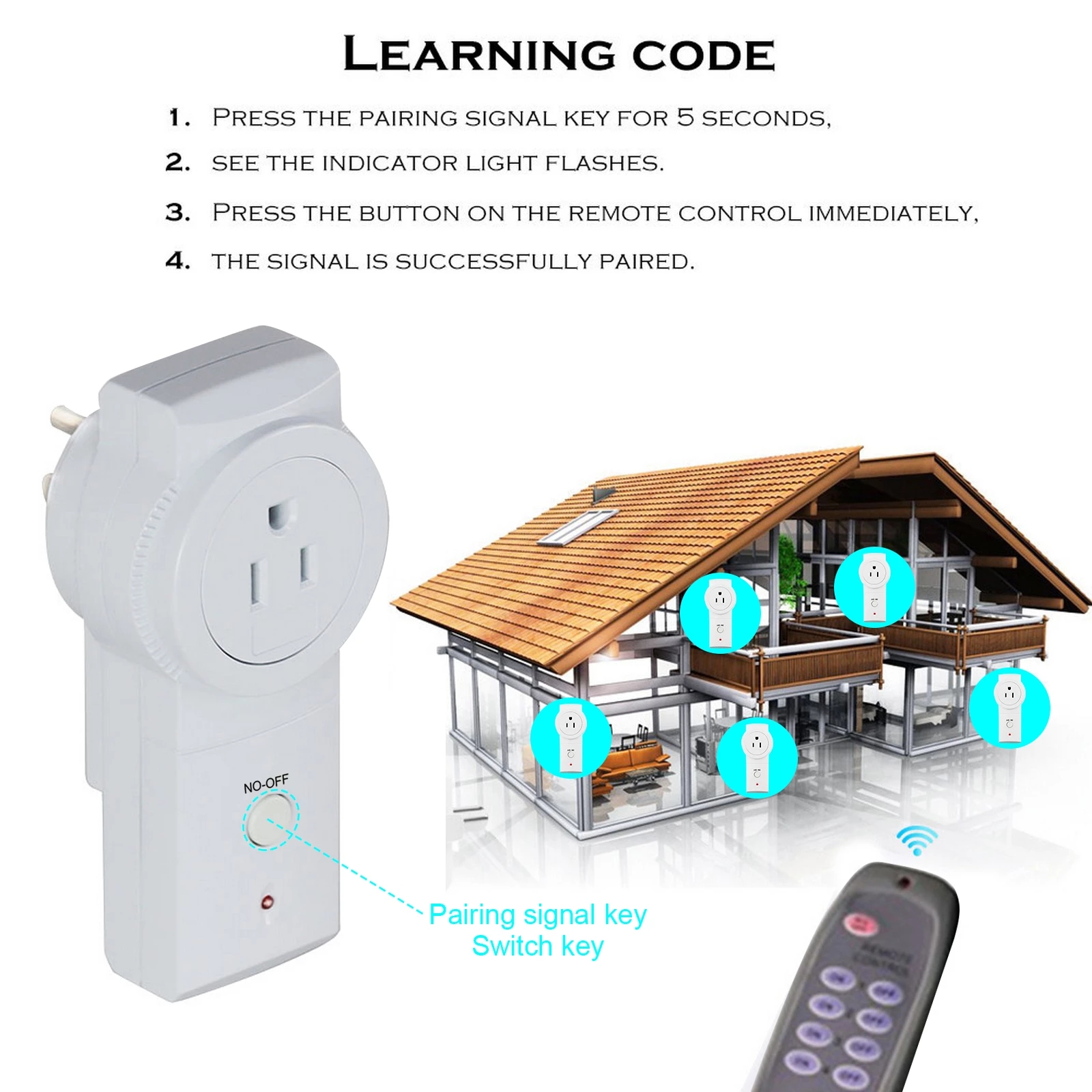 American US Plug wireless smart remote control switch socket with memory function household 433MHZ wall switch light microwave
