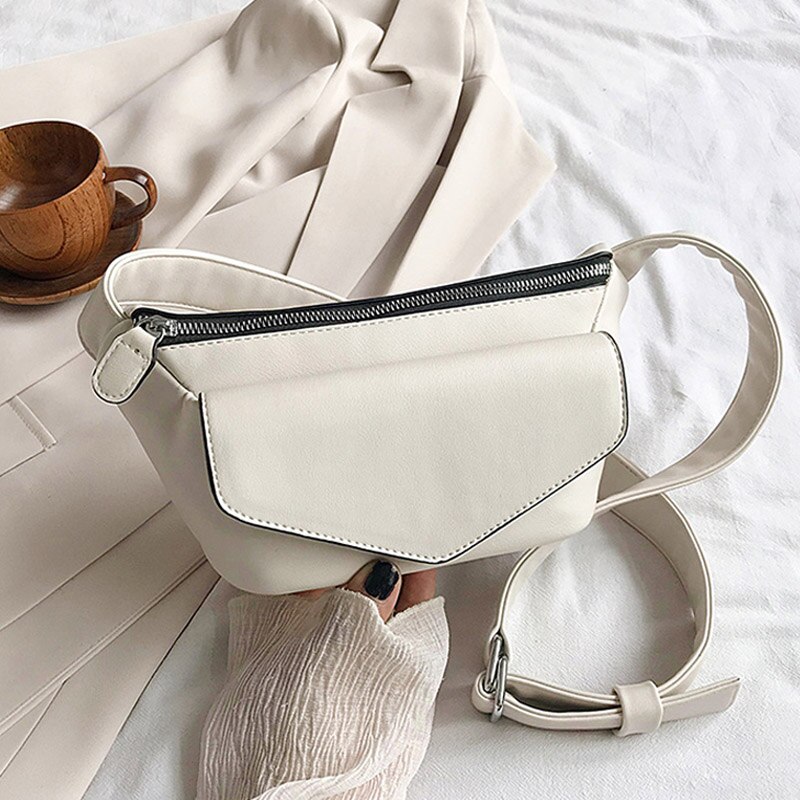 Mode Taille Tassen Voor Vrouwen Pu Lederen Fanny Packs Dames Kleine Crossbody Tassen Vrouwelijke Riem Borst Zakken: White