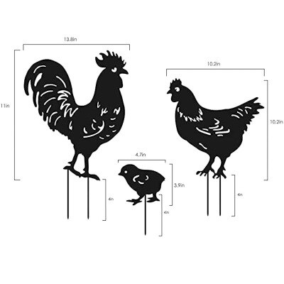 Art Garden Iron Rooster Simulation Lawn Decorative Chicken Playing Cards Horticulture Accessory