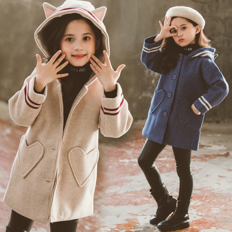 Jxysy Winter Jas Voor Meisjes Dikke Wollen Jas Voor Meisjes Mode Plaid Kinderen Bovenkleding Herfst Engeland Tiener Kleding Voor Meisjes