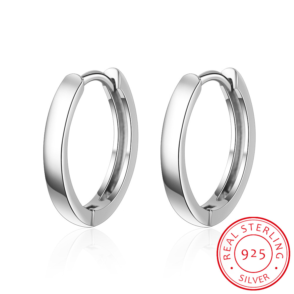 Klassieke Gladde Ronde Zilveren Hoop Earring 925 Sterling Zilveren Cirkel Oorbel voor Vrouwen Mannen Creoolse Hoepel Earing Piercings Sieraden: Silver