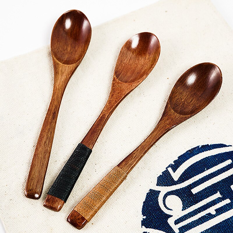 Long Handle Wooden Spoons Korean Style Natural Wood Round Spoons For Soup Cooking Mixing Stirring Kitchen Wood Soup Spoons^1