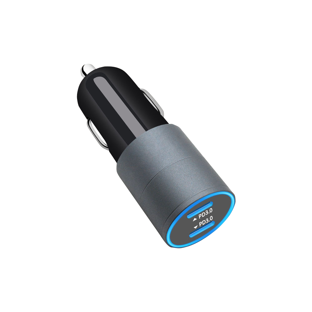 Car charger type-c fast charger for iphone 13 12 xs pd 60w mini car charger usb-c charger for cigarette lighter dual device plug