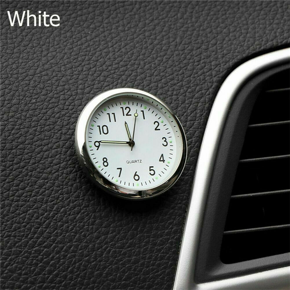 Lysende bil auto stick-on kvarts ur tid ur interiør tilbehør instrumentbræt bord dekoration ornamenter: Hvid