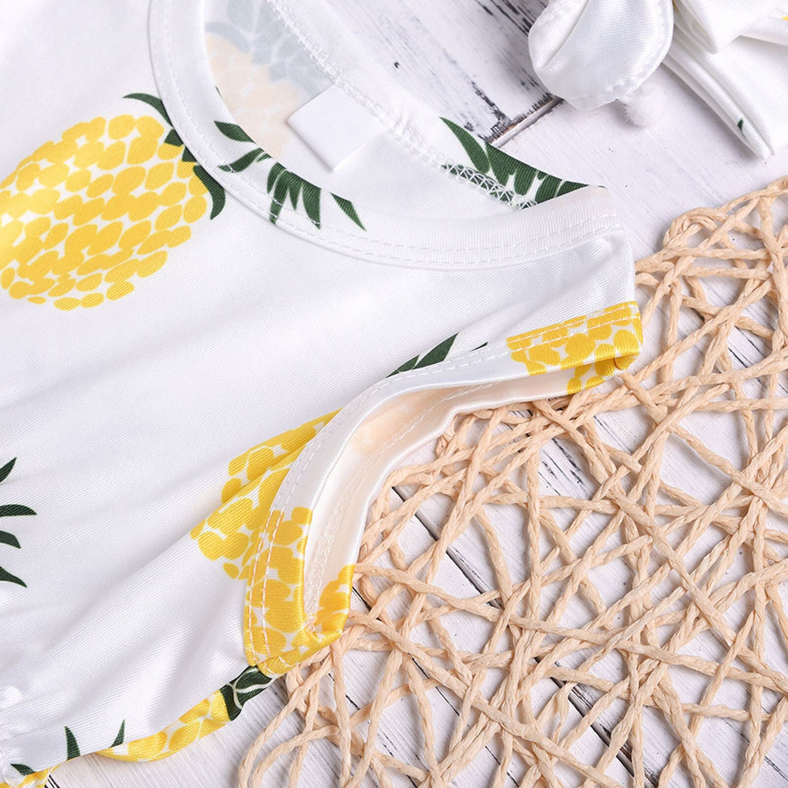 Vêtements d'été pour bébés filles et garçons, body à franges, bandeau ananas, tenue florale sans manches, combinaison 2 pièces,