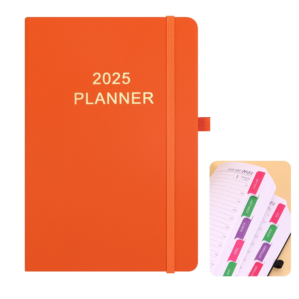 Schedule Journal Planner Notebook Efficiency Daily Planner Reminder Calendar Notebook PU with Straps Diary Book Office: Navy Blue