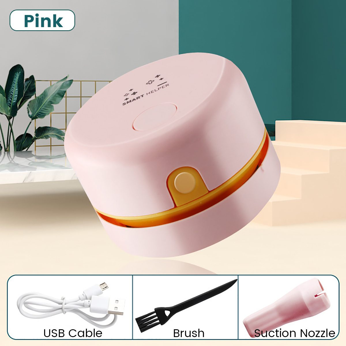 Desk Portable Desktop Cleaner Mini Desk Vacuum Cleaner With Battery For School Classroom School Office keyboard: Pink With battery