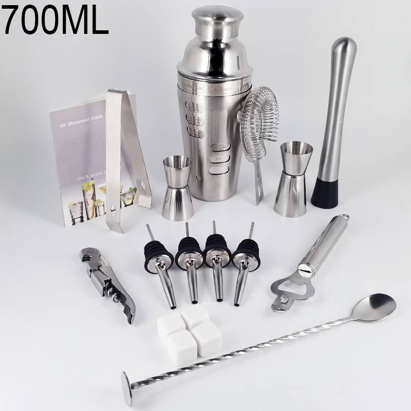 1-19 sztuk otwieracz do puszek łyżka barowa korek do wina korek do wina Boston Glass Shaker do koktajli sztabka ze stali nierdzewnej narzędzia akcesoria: 700ML Set
