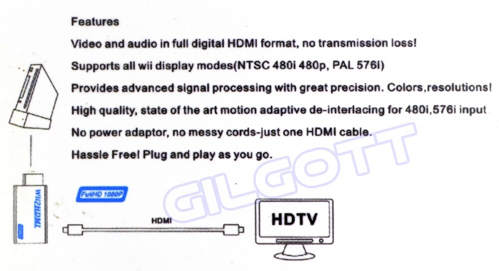 Full HD 1080P Wii to HDMI Converter Adapter Wii2HDMI Converter 3.5mm Audio for PC HDTV Monitor Display