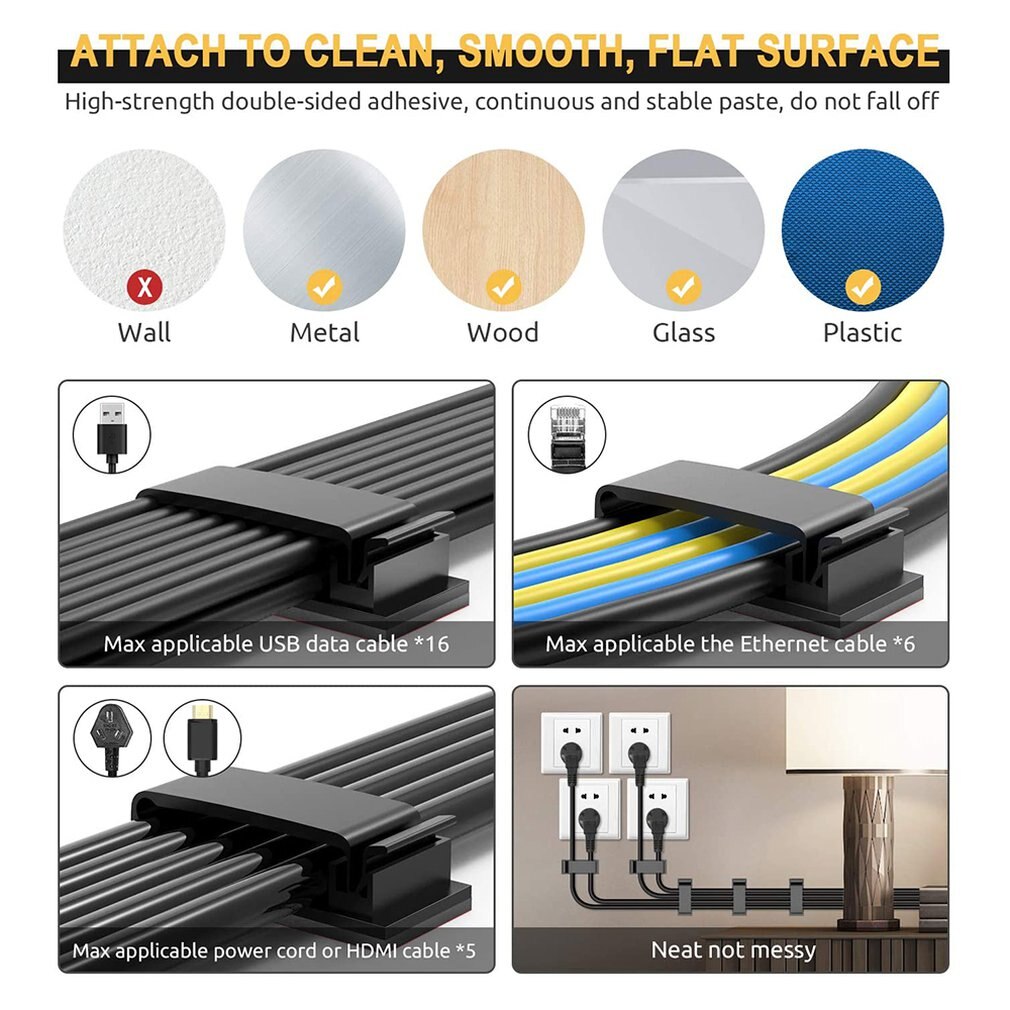 100pcs Adhesive Cable Clamp Fc Cable Fixing Base Nylon Flat Cable Fastener Convenient Thread Management Device