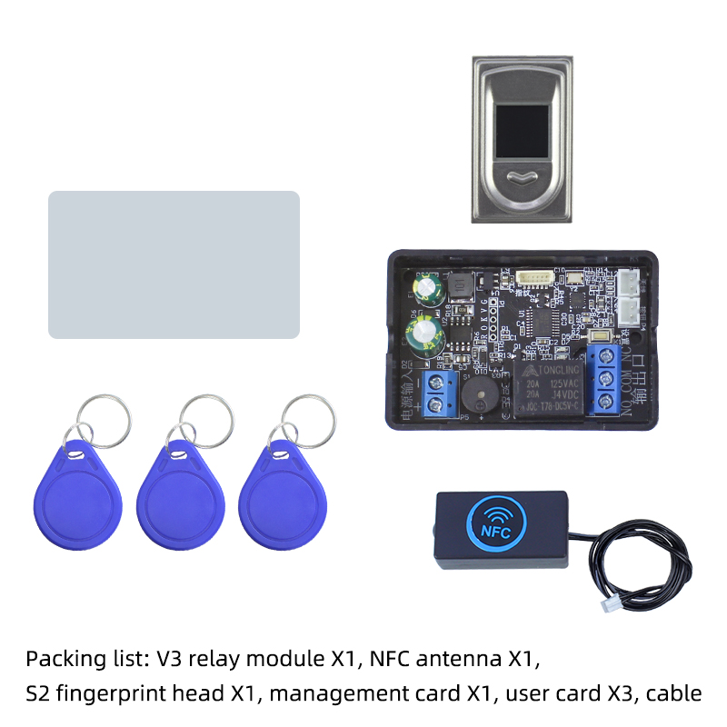 Support mobile NFC/IC card/fingerprint recognition/button switch/a variety of identification verification relay control modules: Blue