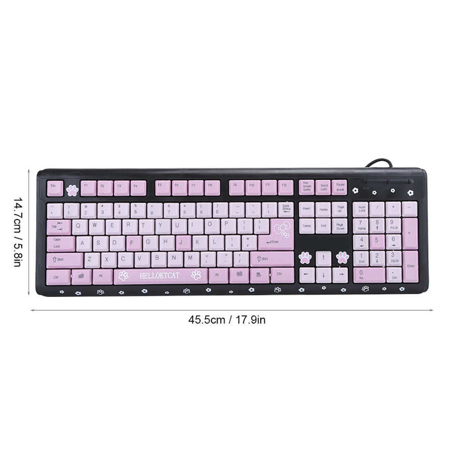 Teclado USB con cable ultrafino de dibujos animados para el hogar, oficina, ordenador portátil, Universal