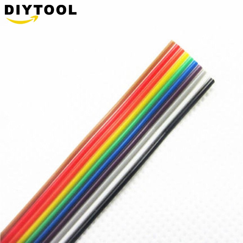 Ribbon cable 10 WAY Flat Color Rainbow Ribbon Cable wire Rainbow Cable 10P ribbon cable 1.27MM pitch 1 Meter/lot