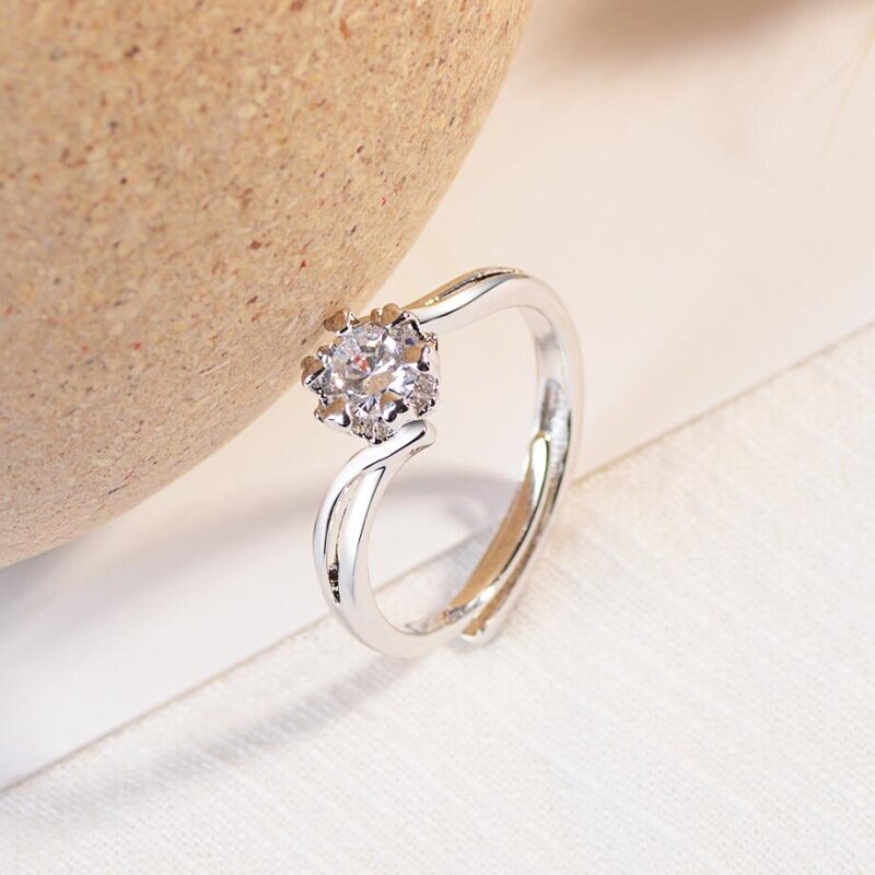 Coréen Zircon 925 en argent Sterling tempérament personnalité femelle redimensionnable ouverture anneaux SRI223