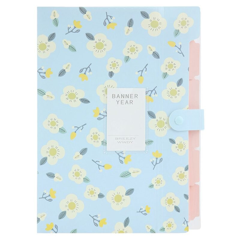 Skydue Dokumentmappe med Blomstertryk - Bogstavarrangør - Blå