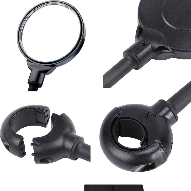 2x Bicycle Mirror - Adjustable Rotating Rear View Convex Glass for Handlebar MTB Outdoor Cycling