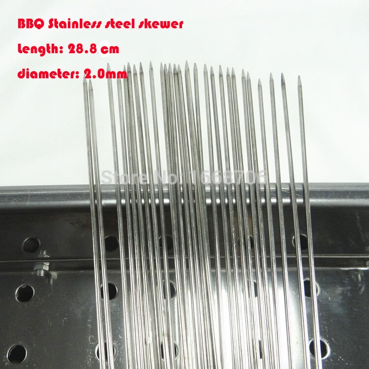 50 unids/lote de pinchos de acero inoxidable de 28,5 cm x 2mm, palillo de acero inoxidable para barbacoa, utensilios para barbacoa, cocina, comedor y bar, hogar y jardín