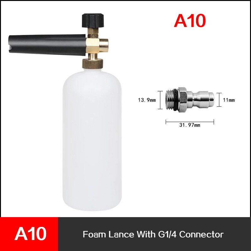 Générateur de mousse pour karcher avec différents types adaptateurs de filetage mâle buse de mousse de neige pistolet savon moussant voiture huter générateur de mousse: Black