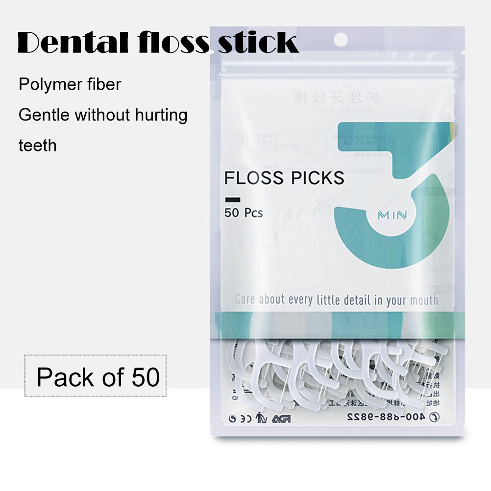 50 stk/parti engangs tanntråd interdental børste tenner pinne tannpirkere tanntråd plukk tannkjøtt tannrengjøring pleie