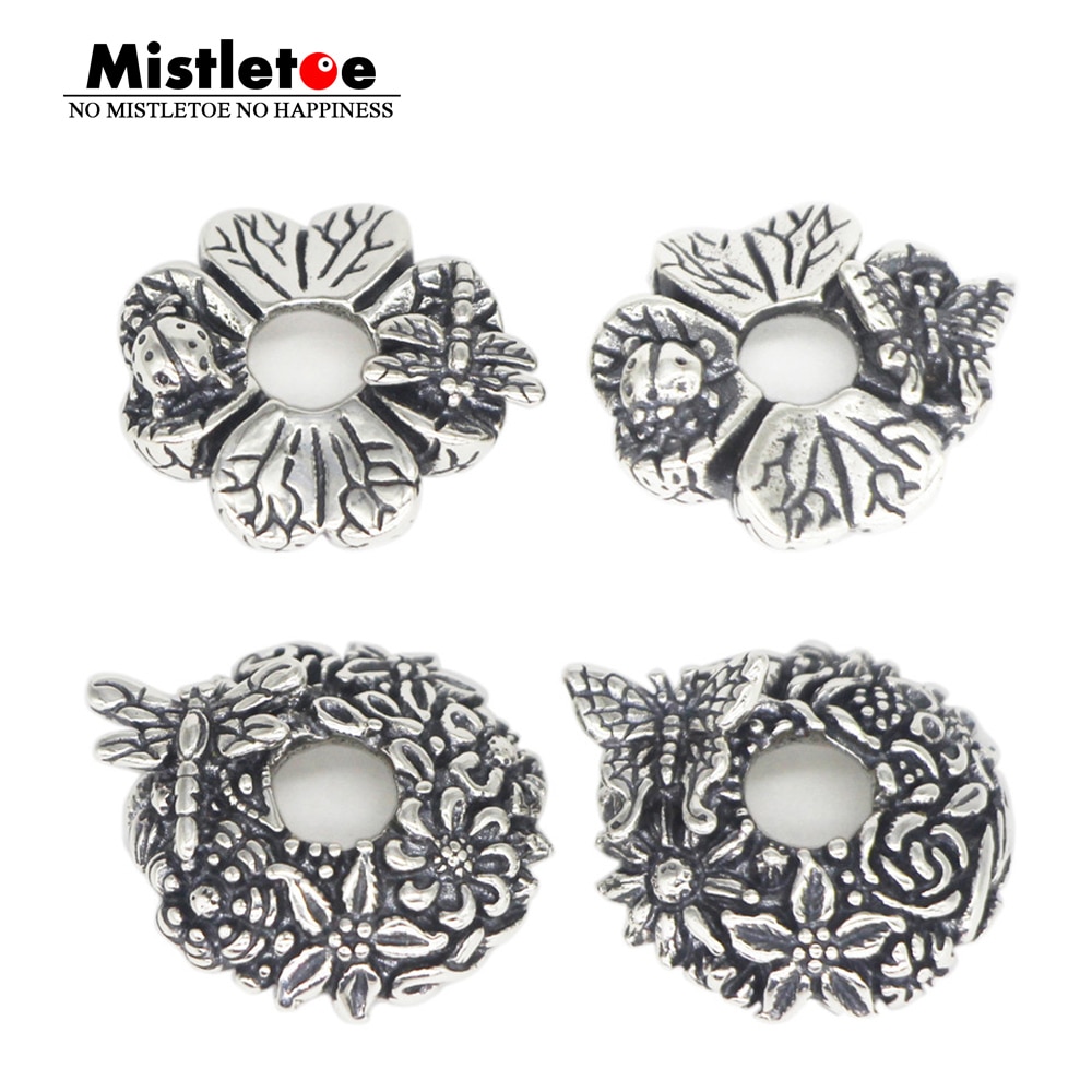 Visco 925 prata esterlina sorte trevo joaninha borboleta libélula flor charme grânulo jóias