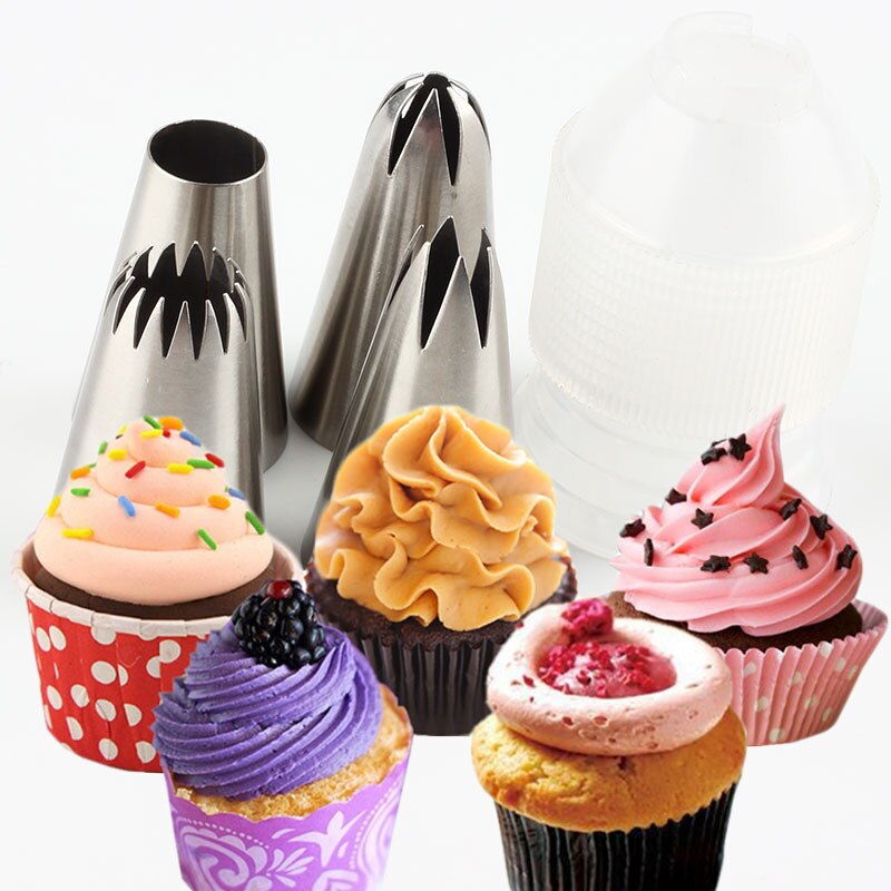 4 Stuks Grote Russische Icing Piping Pastry Nozzle Tips Bakken Tools Gebak Decoratie Set Rvs Nozzles Cupcake Dessert