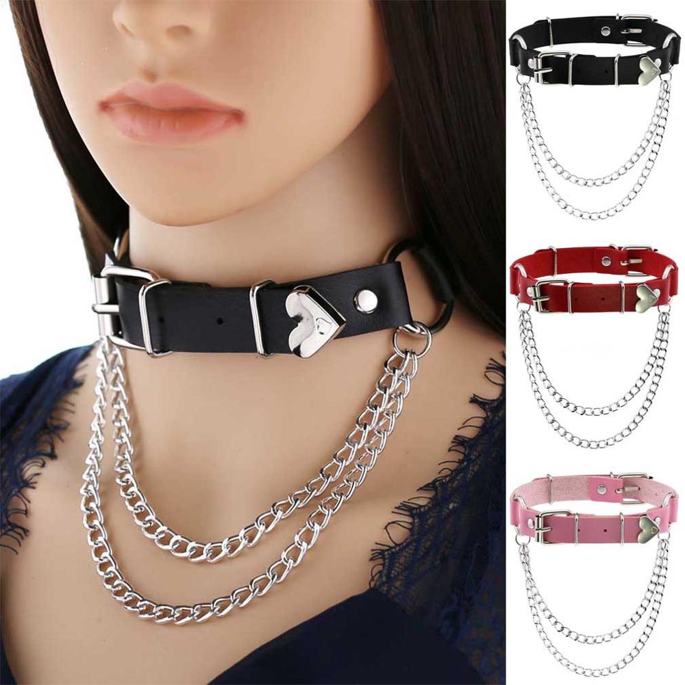 Perzik Hart Choker Ketting Goth Kleding Harajuku Ketting Punk Gothic Kwastje Hals Ketting Sieraden Voor Vrouwen Valentijnsdag