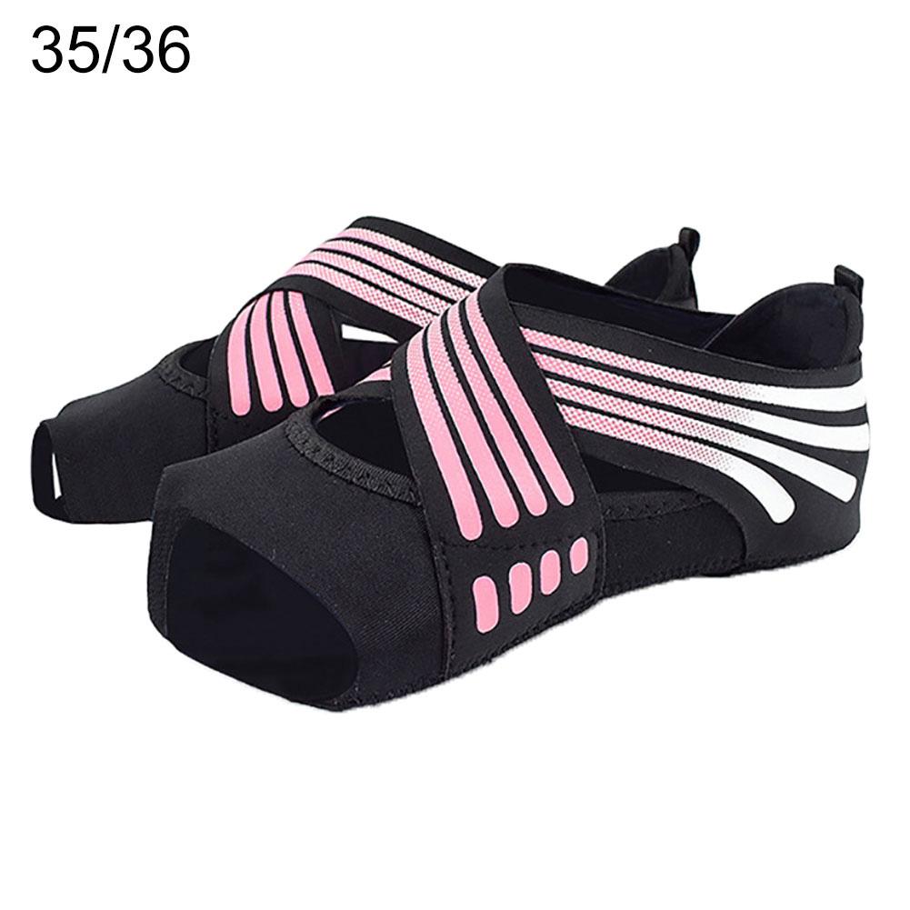 Professionele Gym Yoga Schoenen Vrouwen Platte Zachte Anti-Slip Zool Ballet Antislip Fitness Dansschoenen Pilates Yoga schoenen Sokken: Roze / 35  36