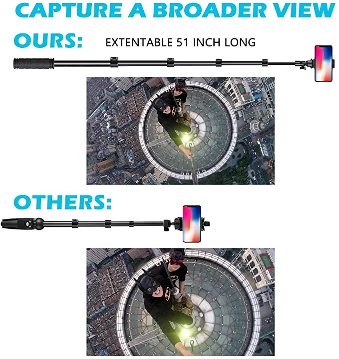 Heavy Duty Aluminum Selfie Stick Tripod UBeesize 51" Extendable Tripod Stand with Bluetooth Remote for iPhone Android all Phones