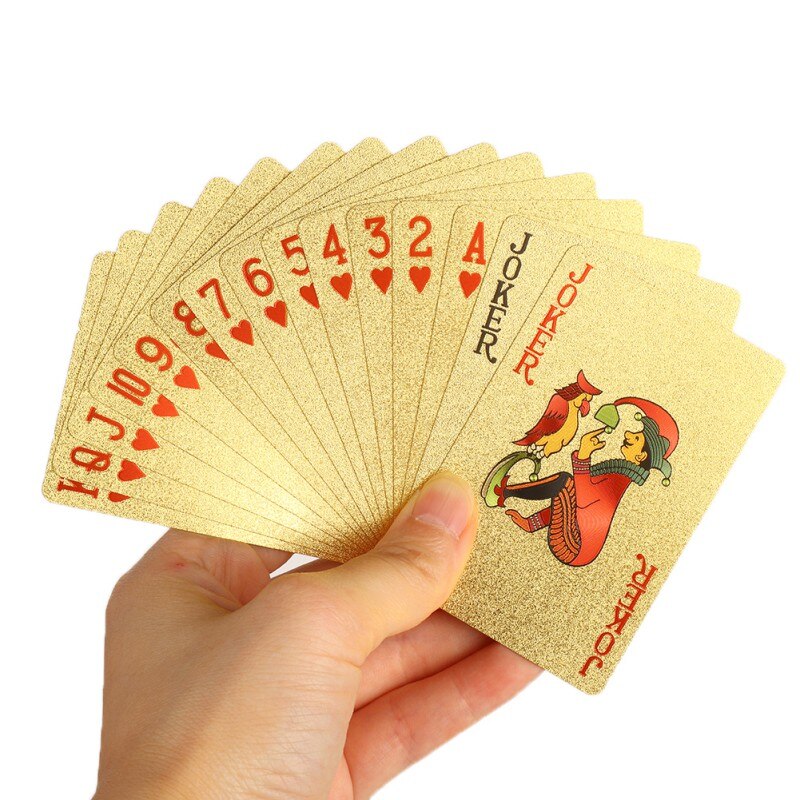 24K Speelkaarten Luxe Waterdichte Gold Diamond Folie Poker Carta Dek Van Kaarten Plastic Poker Kaart Voor Partij Magic prestaties