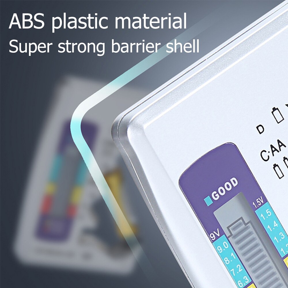 Digital Battery Tester Battery LCD Display Capacitance ABS Portable Diagnostic Universal Tool Check AAA AA 9V/1.5V Button Tester