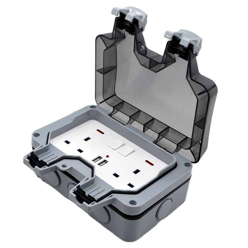Neue draussen Wasserdichte USB Buchse Zwei Position Zauberstab Stecker UK,EU, FR, UNS, Standard Stil 250V 16A Netzteil Jack Spezielle