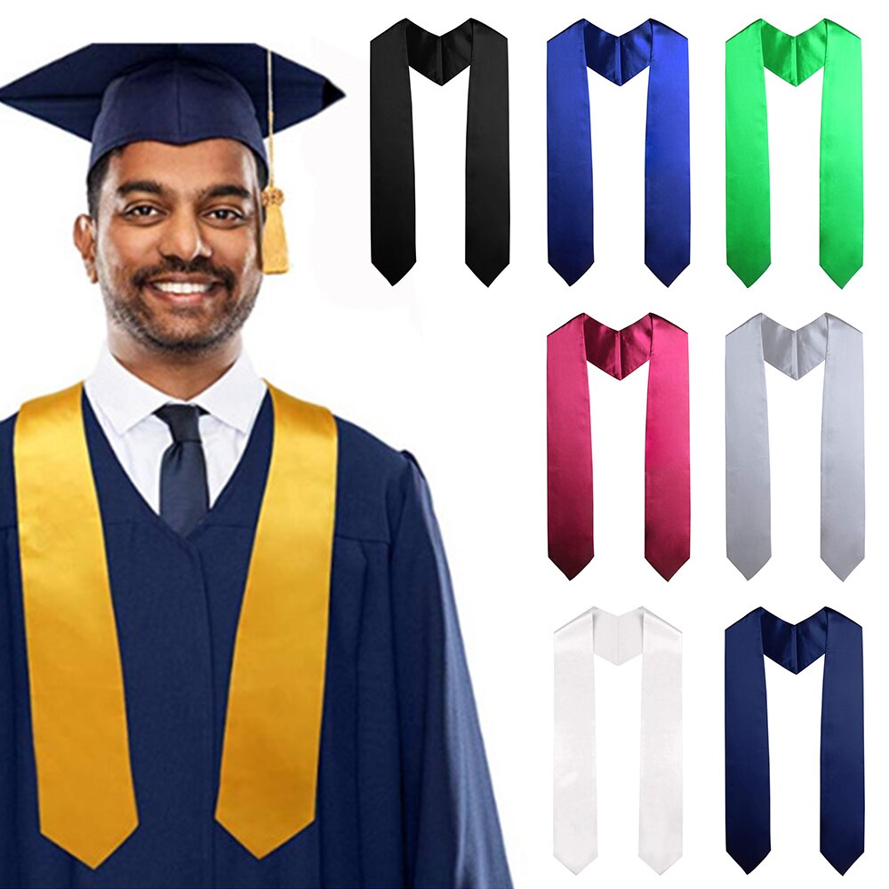 60'' Graduation Stole Sash Unisex Black Sashes Academic Dress Graduation Uniform Adult Celebration Photo Props Decoration Robes