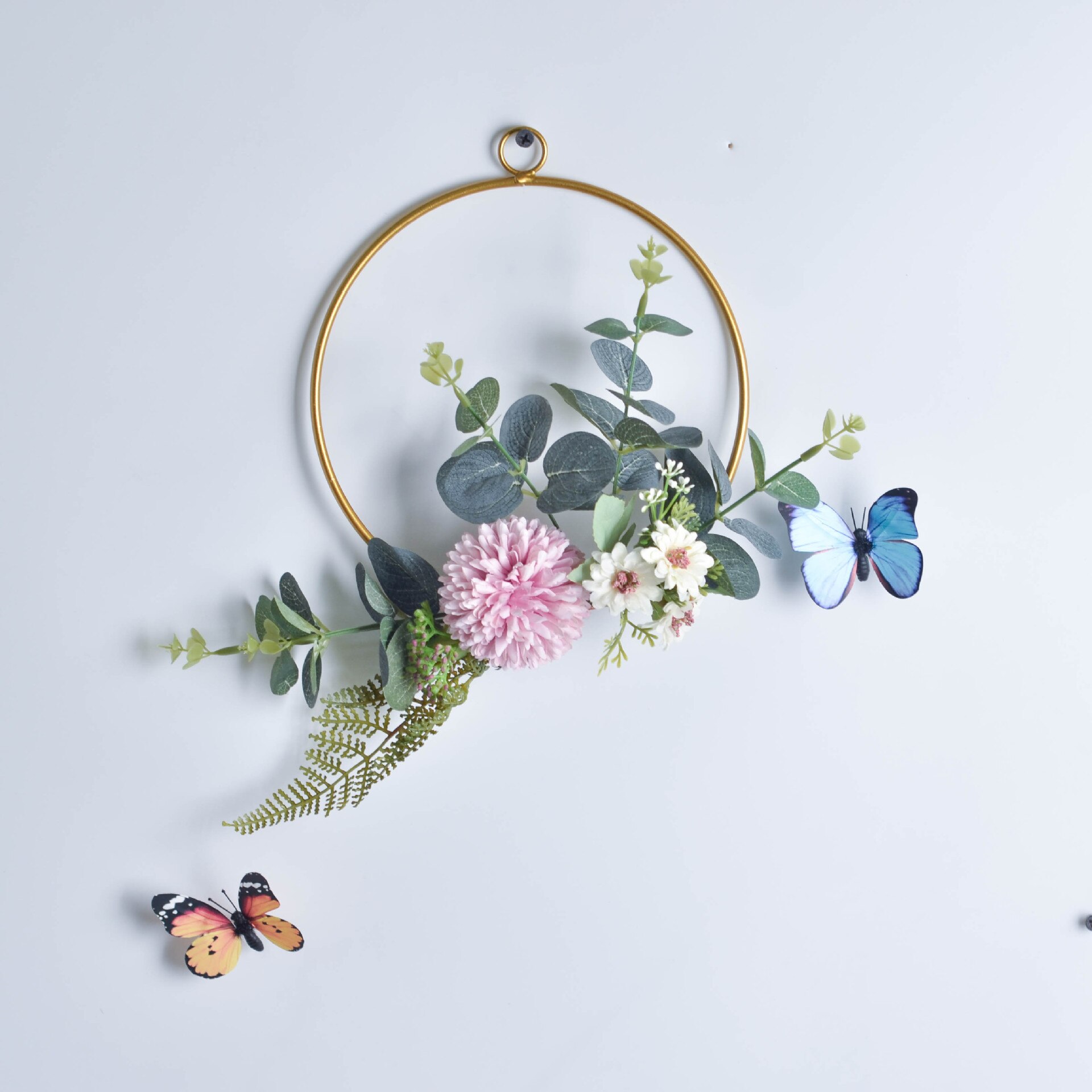 Cilected Floral Hoop Wreath Geometric Wire Round Triangle Square Hoop Frame Of Artificial Flower For Wedding Backdrop Wall Decor: A081R09