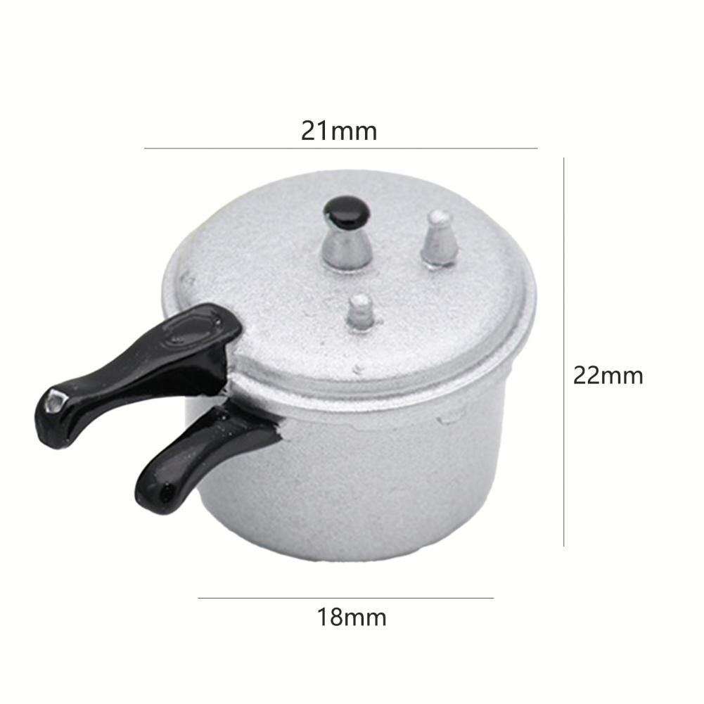 1/12 Dollhouse Mini Zinklegering Simulatie Snelkookpan Keuken Speelgoed Ornament Decoratieve Ornamenten Voor Mini Keuken Scences