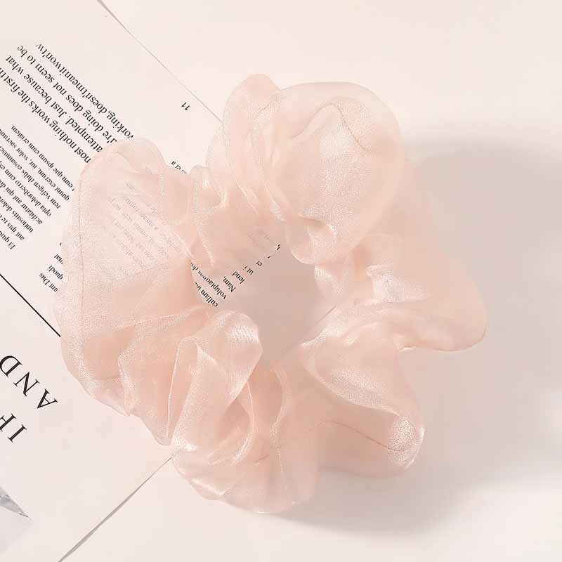 Oversized Hair Scrunchies For Women Solid Organza Scrunchie Hair Rubber Bands Elastic Hair Ties Accessories Ponytail Holder: Pink
